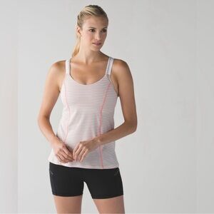 NWT Lululemon Run For Gold Tank Pink and White Size 8
